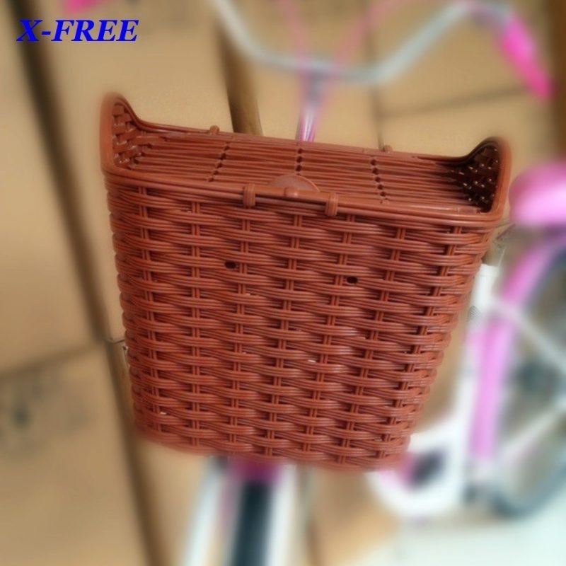 【小宇單車】X-FREE 帶蓋塑膠菜籃 復古仿竹藤 淑女車籃子 C51-03：圖片 6